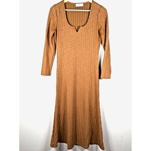 Carly Jean Los Angeles Maxi Dress‎ Long Sleeve Rust Peasant Boho Lagen Sz Med